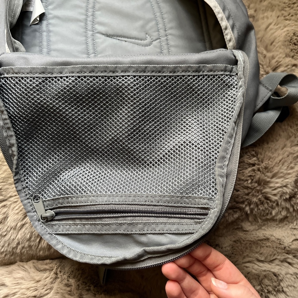 Nike Backpack Gym School Work Bag Casual Grey Green One Size - Picture 2 of 11